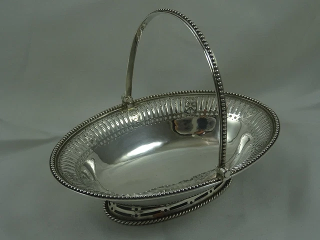 RARE GEORGE III sterling silver SWEET MEAT BASKET, 1781, 114gm