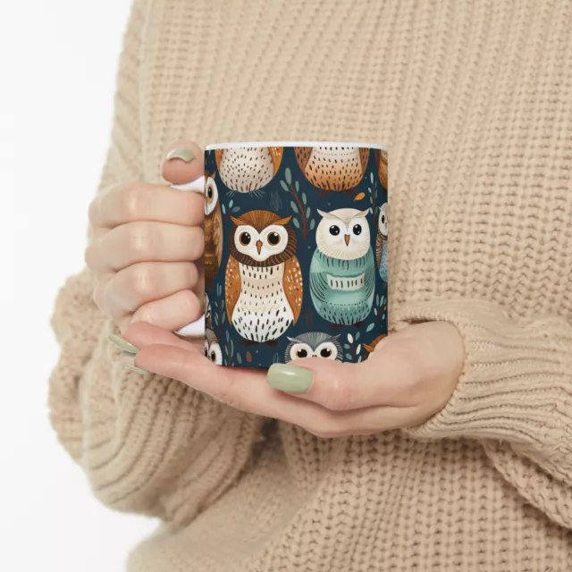 Cute owls pattern ceramic mug in 11oz for owls lovers,birthday housewarming gift