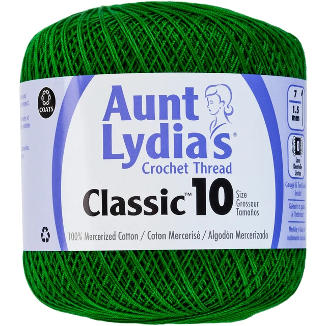Hilo de ganchillo clásico de tía Lydia talla 10 verde mirto -154-484