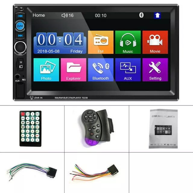 7" Autoradio 2 DIN Bluetooth MP5 Stéréo FM USB AUX-IN TF IOS/Android Mirror Link 2