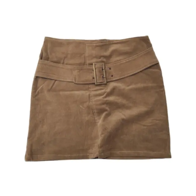 Y2K 00s 2000 tan corduroy mini skirt with belt baddie noughties high waist 🤎