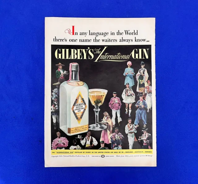 1940 GILBEY'S GIN Vintage Print Ad Life Magazine Traditional Folk Costumes