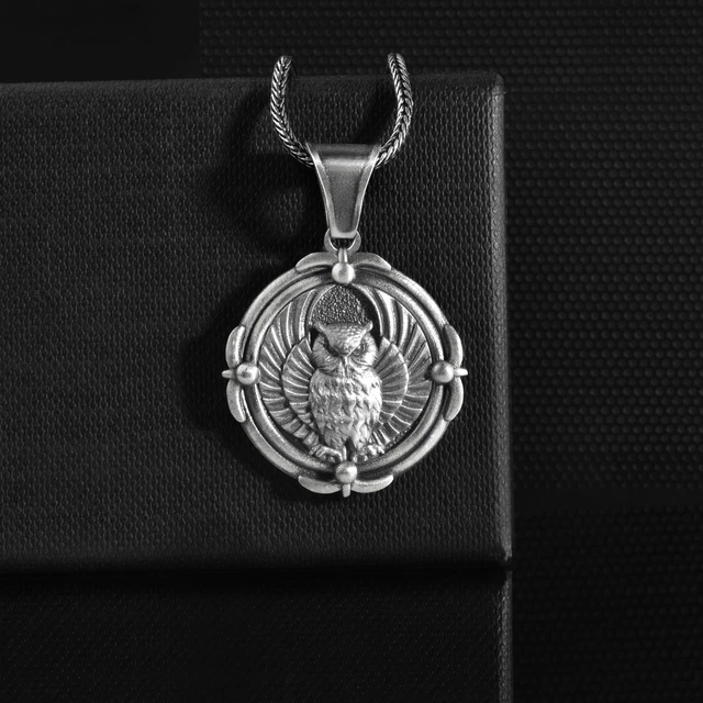 Collier Chaîne Argent 925 Avec Pendentif Hibou – Longueur 40 Cm, Occasion