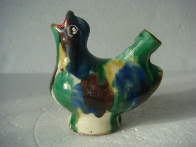 RRR RARE  Antique Vintage Ceramic Bird Whistle Hand Painted