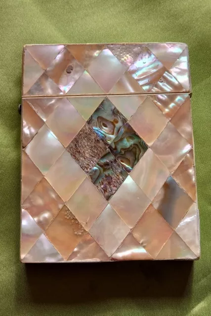 Victorian Mother Of Pearl & Abalone Card Case Antique c1900