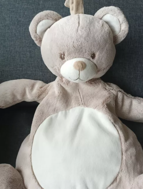 506🌟Doudou Peluche ours  range pyjama blanc creme marron TEX environ 45cm 2