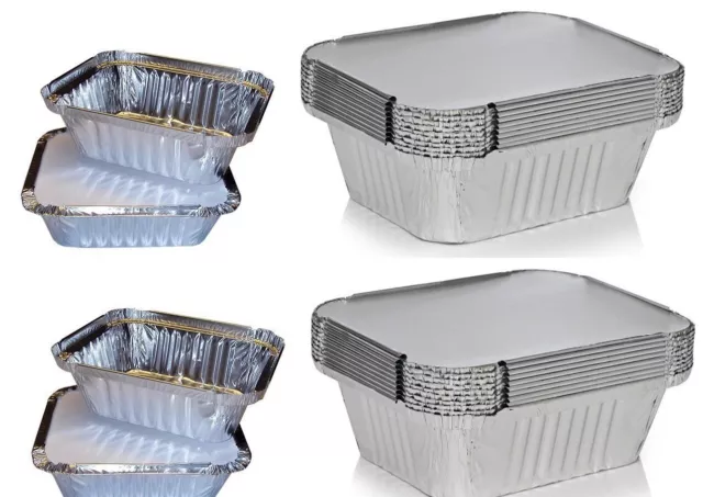 1000 x Aluminium Foil Storage Containers & Lids 110mm x 90mm x 35mm Packaging