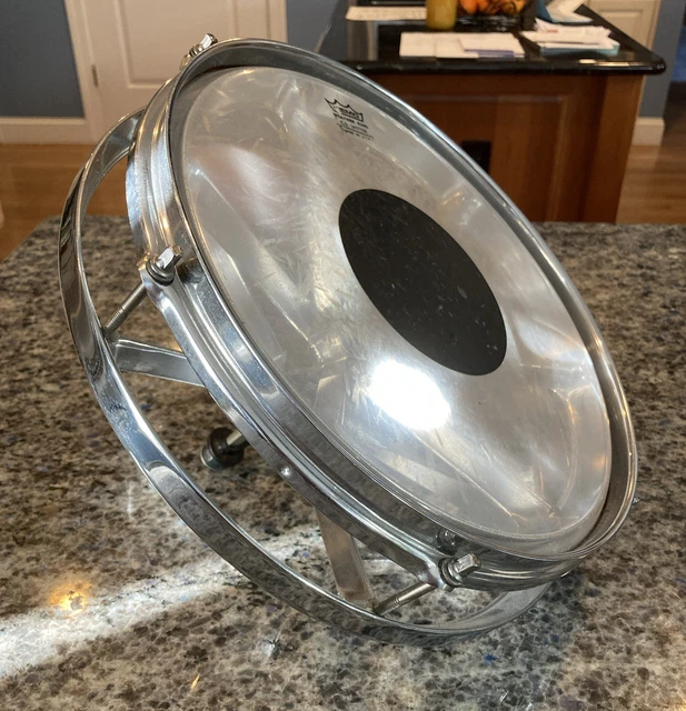 VINTAGE REMO ROTO Tom Drum 12” Chrome Frame w/ Original Black Dot Head