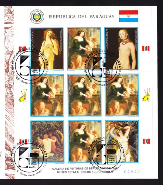 Paraguay 1987 First Day Cover 750 Jahre Berlin cachet Painting Art stamp sheet 2