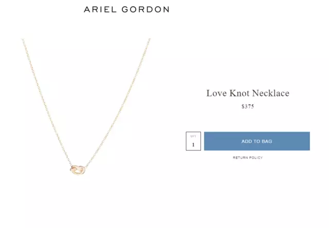 Ariel Gordon Love Knot Necklace $375 msrp n291