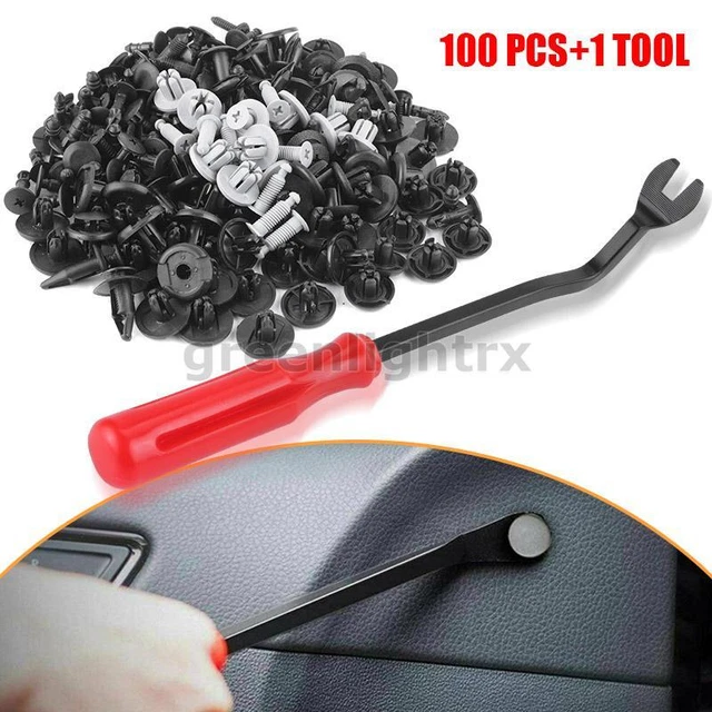 100X Clips Screw Rivet Push Pin Car Engine Fender Plastic Fastener Retainer Tool