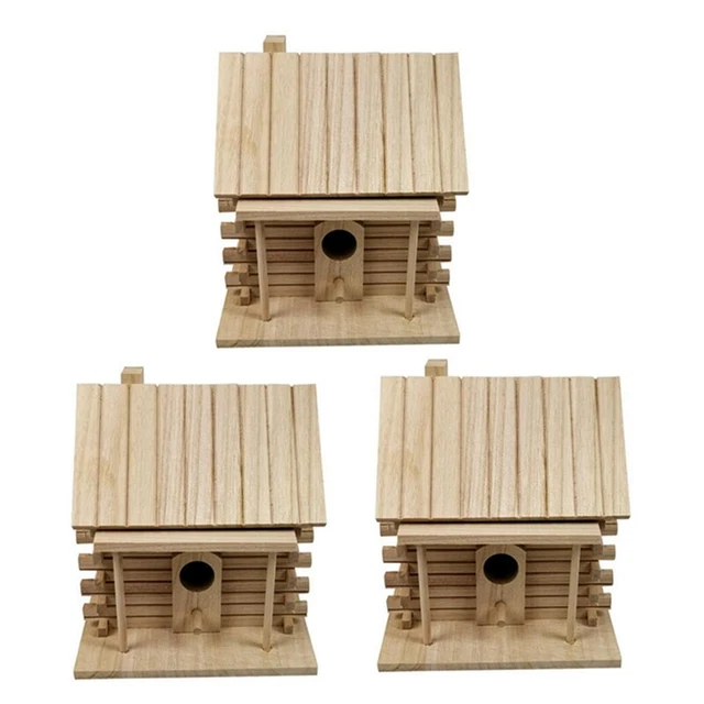 3XNest House Bird House Bird Box Wooden Box Cage Decoration Garden Ornament K6Q2