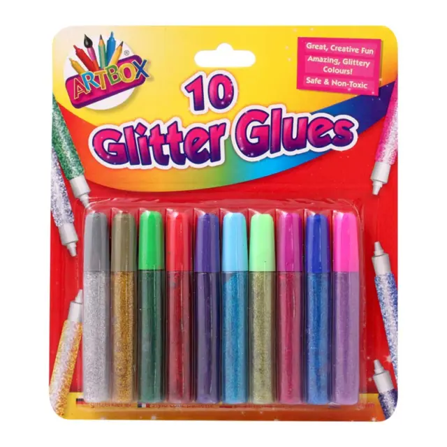 10Pc Glitter Glue Pens Gel Pens Tubes Assorted Sparkly Colours Kids Art Craft