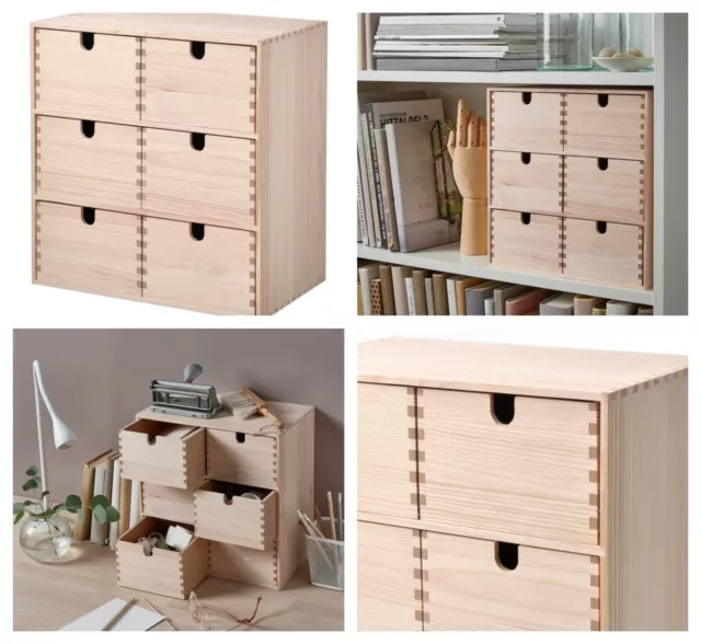 IKEA MOPPE MINI Wooden Chest Of 6 Drawers Storage Boxes,Jewellery