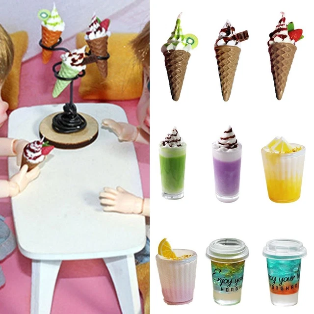 MULTICOLOR DOLLHOUSE DRINKS Dessert Doll Accessories Doll Drinking Cup ...