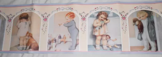 Bessie Pease Gutmann Wallpaper Border Vtg Nursery Art 1 Roll 7 Yards + 2'