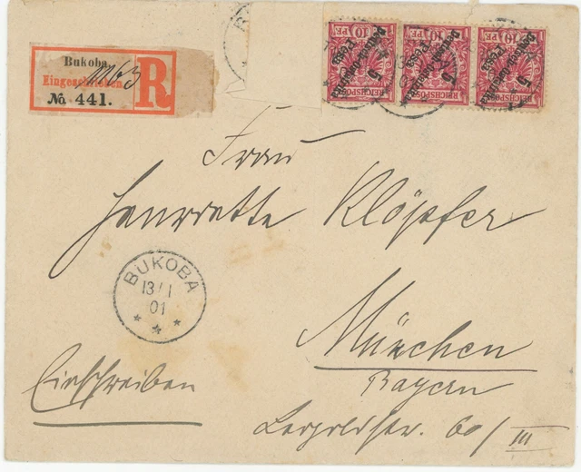 DOA Deutsch-Ostafrika R Brief Bukoba München 1901