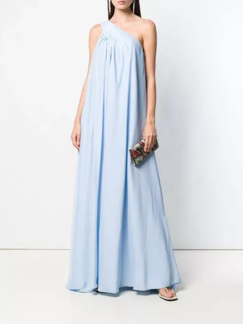 $5290 NEW Lanvin One Shoulder Long Dress Maxi Ice Blue Silk Viscose Gown 36