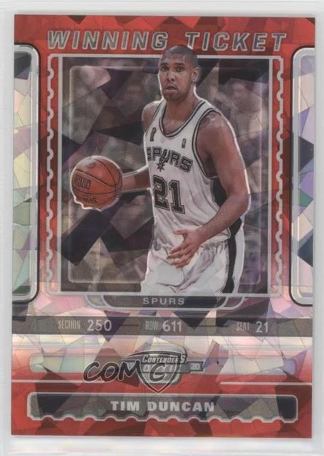 2019 Contenders Optic Winning Tickets Red Cracked Ice Prizm Tim Duncan #19 HOF