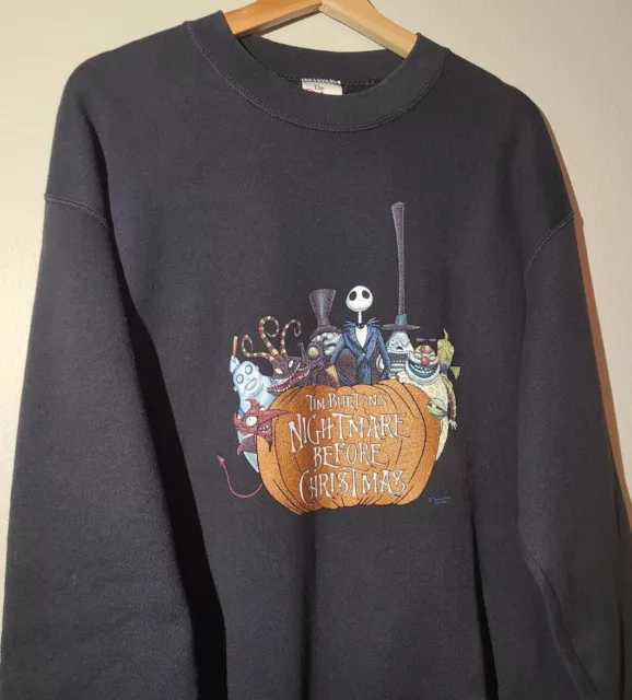 Vintage Nightmare Before Christmas Sweater Movie Promo 90s Disney Cartoon Size L