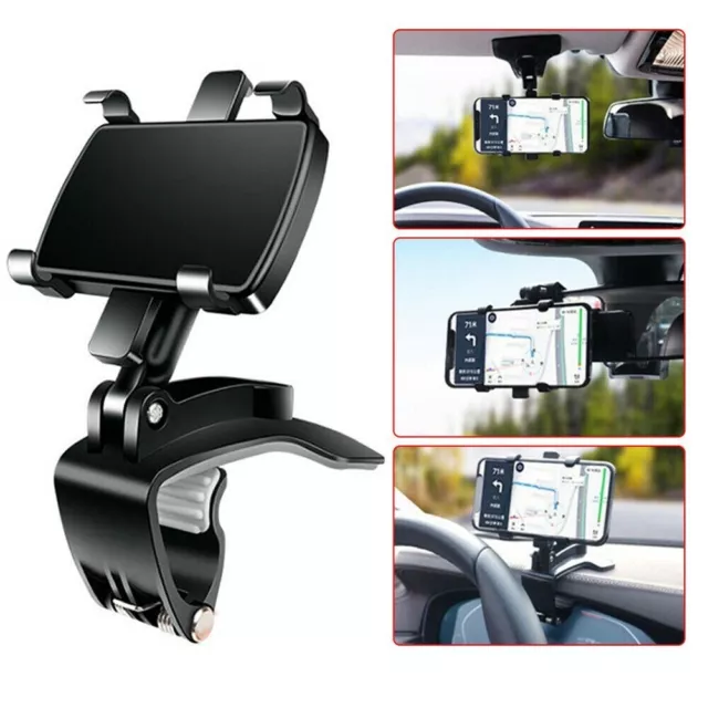 360° Tournant Voiture Tableau Support Téléphone ABS Noir Pince Support Tout Neuf