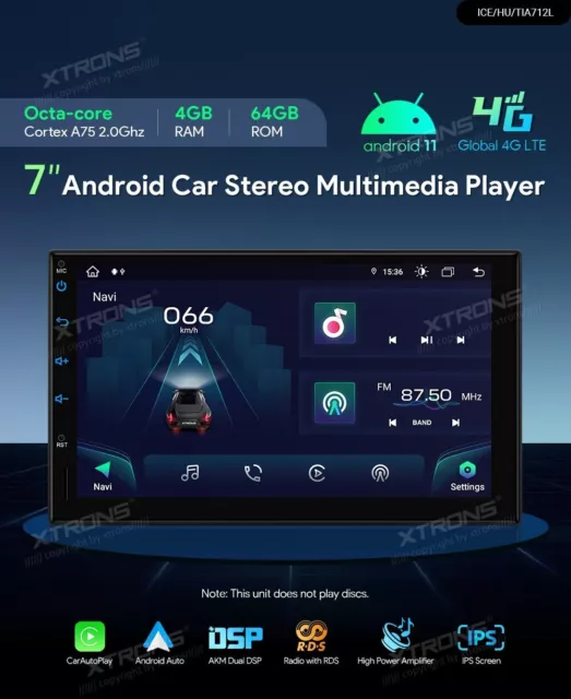 XTRONS TIA712L Car Radio GPS Android 11 wi-Fi 4G Dsp 4GB RAM 8core Carplay Car