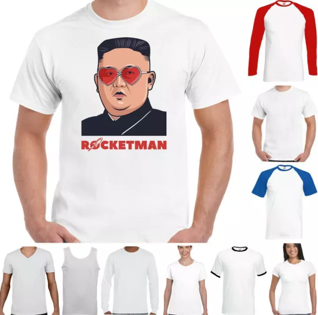 Kim Jong-un T-Shirt Rocket Man Funny Elton John Parody Top