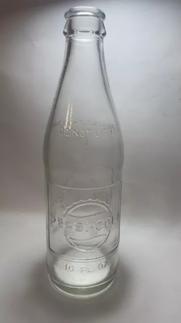 VINTAGE Pepsi-Cola 10 oz Clear Glass Bottle Pepsi - No Deposit No Return