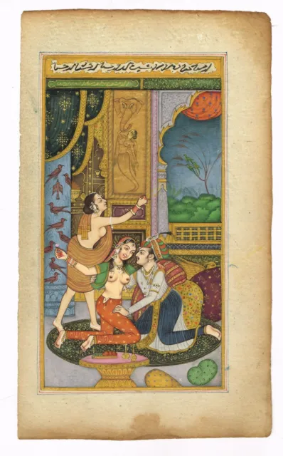 Mogol Pintura Miniatura De Mogol Harem Arte Emperador En Amor Escena Con Mujer