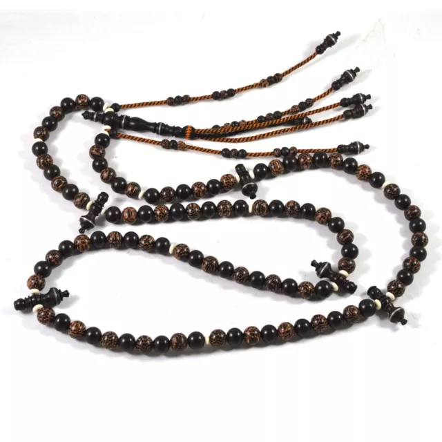 Oración Islámica Tijani Tasbih Sibha 100 cuentas Borneo Madera Negra Mezcla...