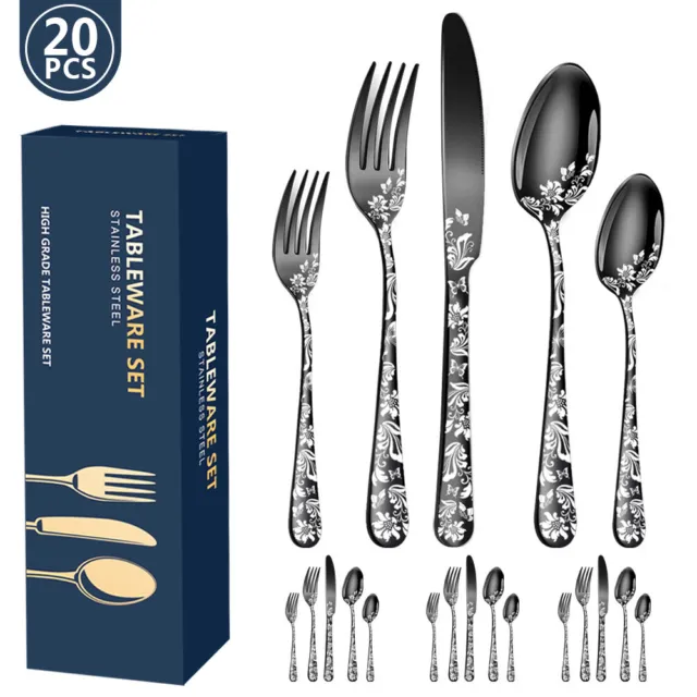 20PCS Stainless Steel Cutlery Sets Party Tableware Dining Kitchen Fork Spoons AU