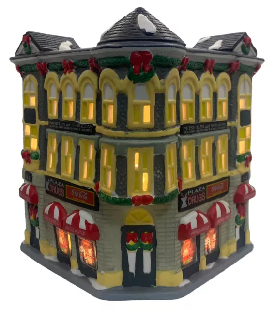 1993 COCA COLA Town Square Collection PLAZA DRUGS Light Holiday Village Vintage