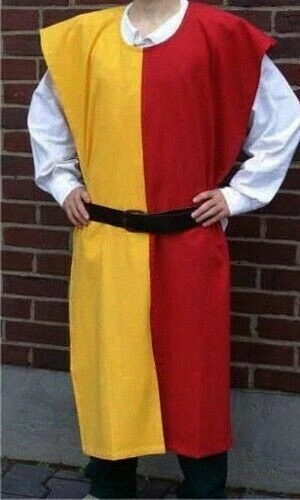 MEDIEVAL Knight Tunic Surcoat Sleeveless Renaissance 2 Colors Red & Yellow