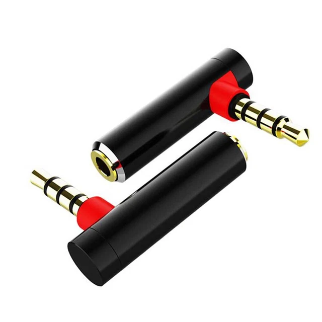 90 Dgree Elbow Right Angled 3.5MM Audio Adapter Male To Female Stereo Earphone