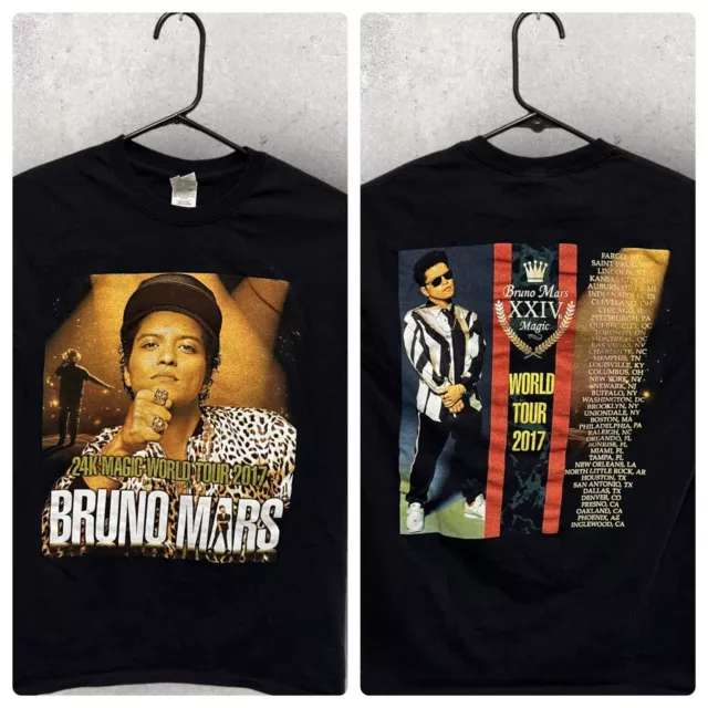 Bruno Mars 24K Magic World Tour Official Concert T-Shirt Double Sided Med