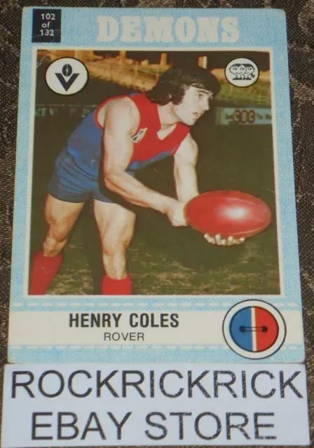 Afl / Vfl Card 1977 Melbourne (Henry Coles 102/132) Scanlens (394)