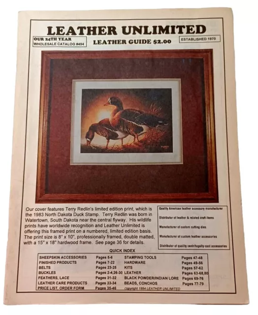 1994 Leather Unlimited Wholesale Catalog  #494 Tools Kits Belts Buckles Books