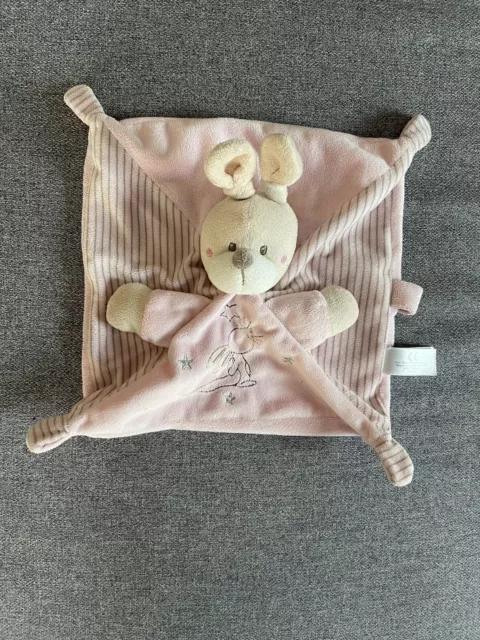 Doudou carre plat Lapin rose et rayé- Lapin etoiles - Simba TBE