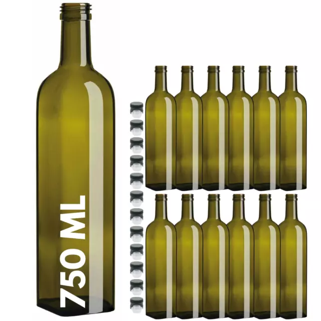 24 BOTTIGLIE MARASCA PER OLIO LIQUORE IN VETRO VERDE CON TAPPO DOSATORE 750 ml