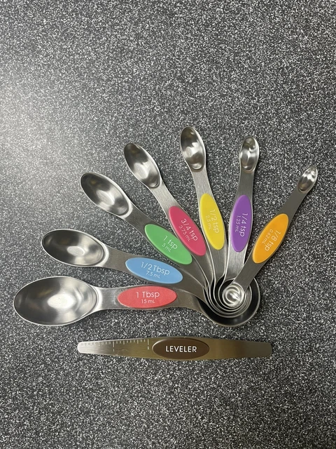 MAGNETIC DUAL SIDED Measuring Spoons with Leveler Set of 8 Multicolored ...