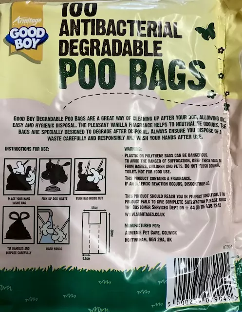 Dog Poo Bag Poop Scoop Bag 100 Degradable Antibacterial Vanilla Scented 2