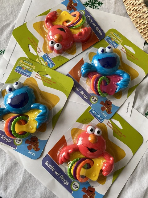 Sesame Street Beginnings Cookie Monster Rattle With Rings Toy 0-18 Months New