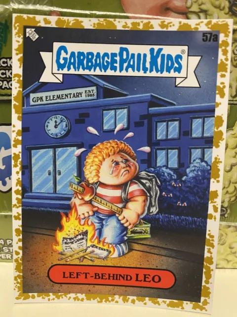 Garbage Pail Kids GPK Series 1 Late to School GOLD Left-behind Leo 08/50