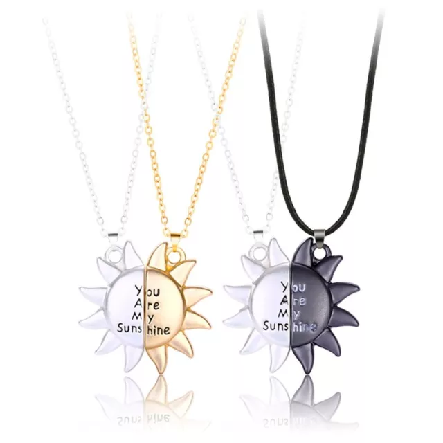 2x for Sun Charm Magnet Necklace Matching Necklace for Women You are My Sunshine