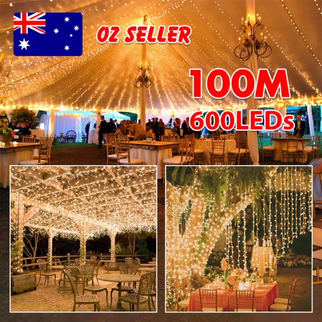 100M 600 LED String Fairy Lights Warm White Christmas Wedding Party Waterproof