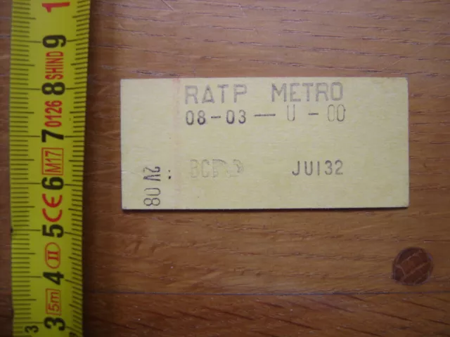 Ancien Ticket Billet METRO RATP Paris CRETEIL HOPITAL HENRI MONDOR