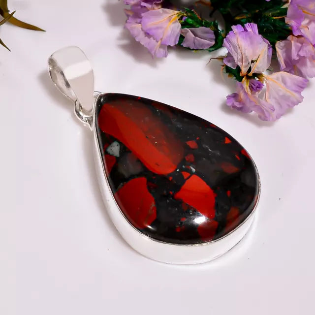 Rainbow Jasper Gemstone Ethnic Handmade 925 Sterling Silver Pendant 1.6" GSR4924