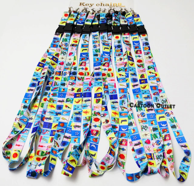 12 La Loteria Lanyard Keychain Party Favors La Rosa Mexican Bingo Recuerdos Lot