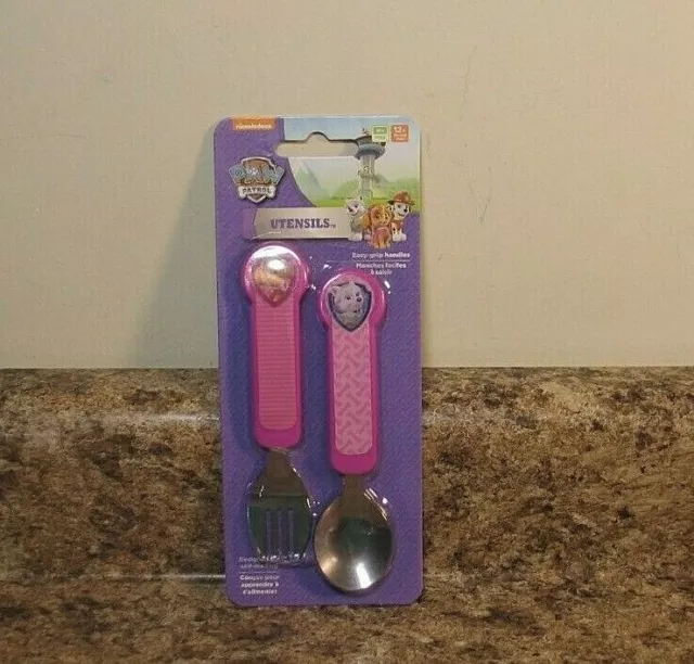 Nickelodeon Paw Patrol Toddler Fork and Spoon Flatware Set Girls Skye NEW