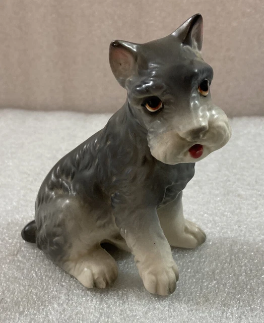 Vintage SCHNAUZER puppy dog ceramic figurine 4"H (#1)